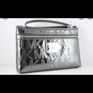 Michael Kors Metallic Silver Wristlet